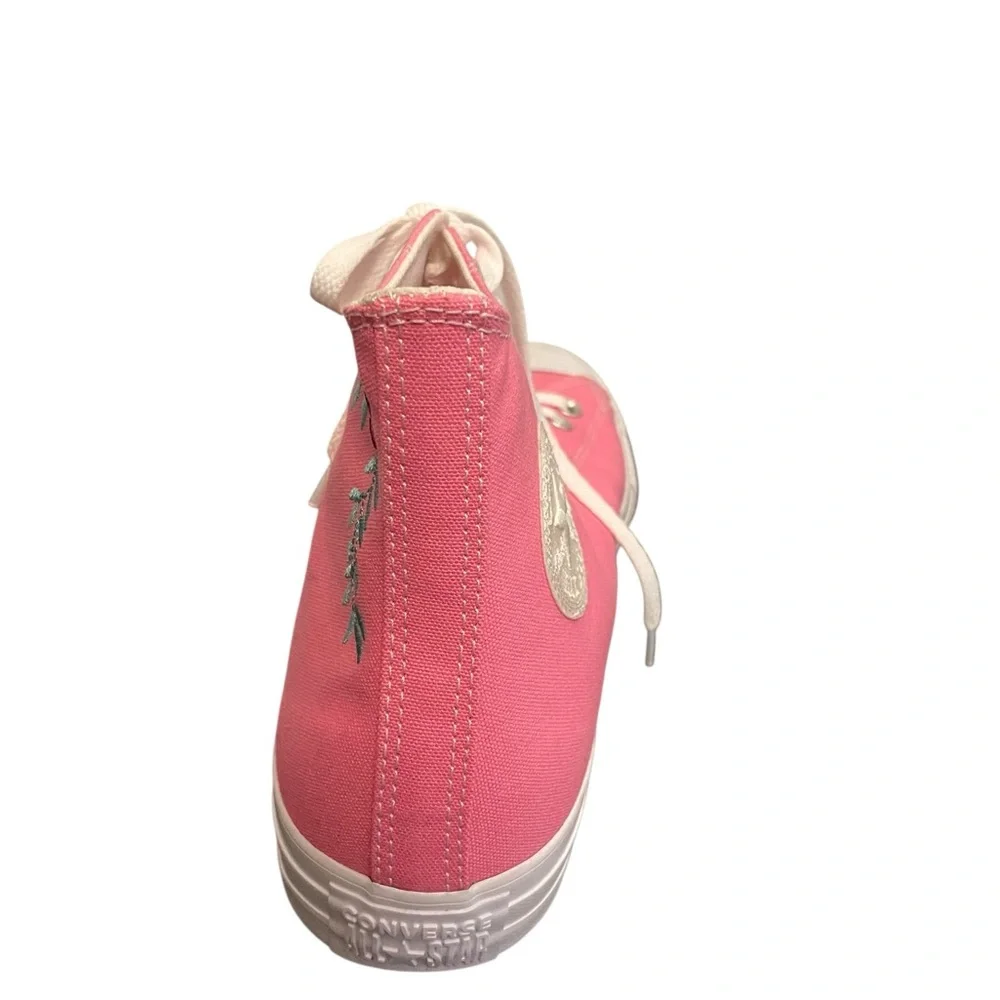 Converse Chuck Taylor All Star High Top Pink Floral Embroidered Sneakers 10.5 - Picture 3 of 5